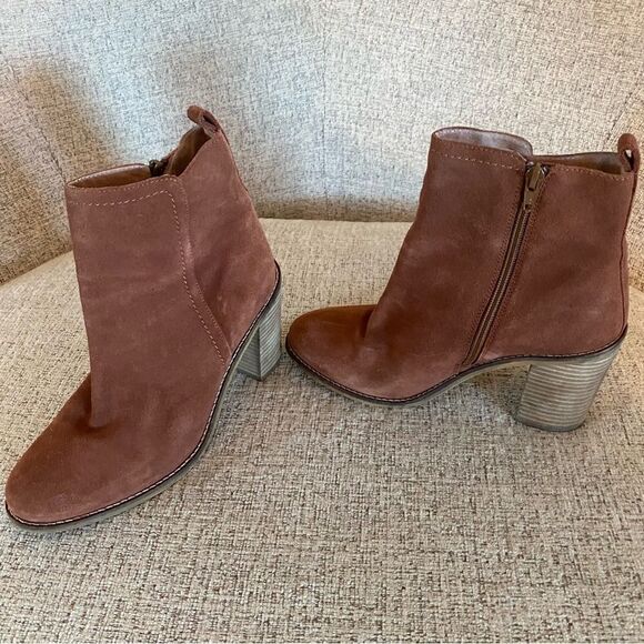 Seychelles rust brown suede heel booties size women’s 9.5 - Picture 8 of 10